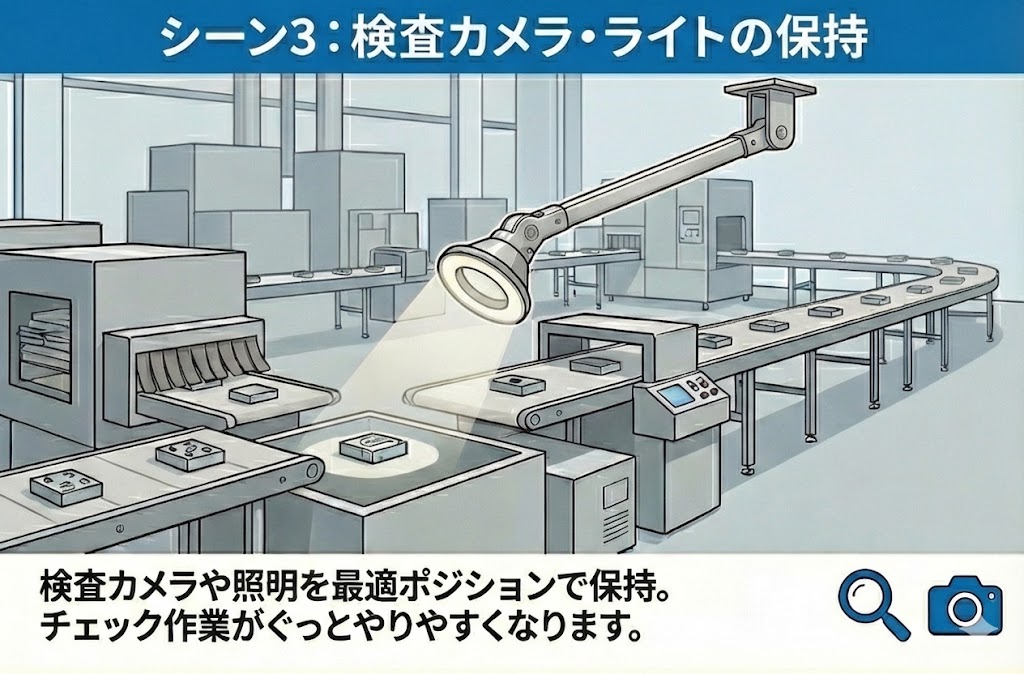 検査カメラ・ライト保持シーン